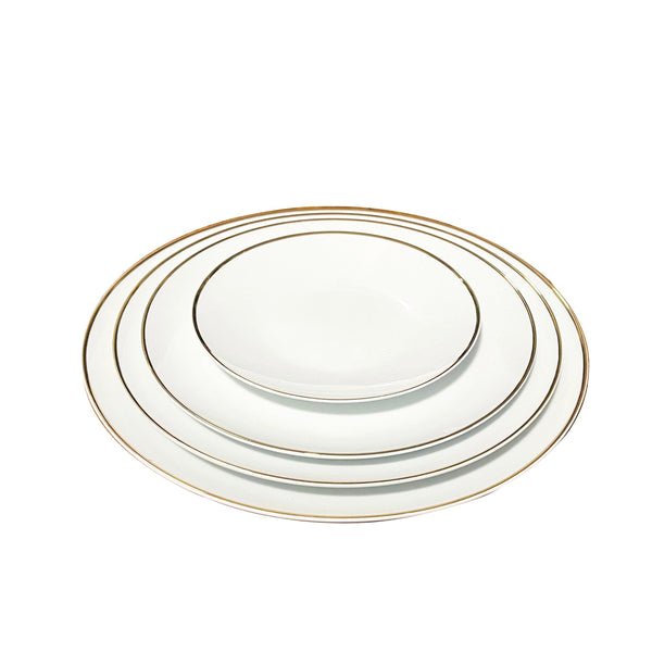 Round Coupe Plates with Gold Rim