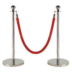 Red Velvet Rope with Chrome (silver) Clasp for Stanchions- IEP