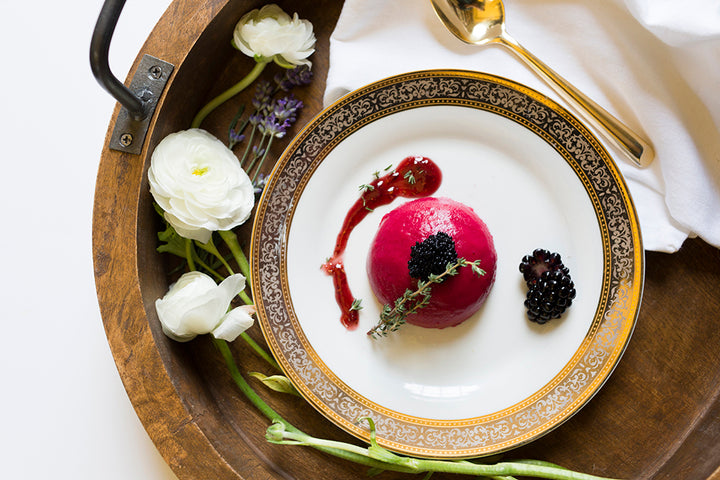 Porcelain- White with Gold and Platinum Rim Salad / Dessert Plate IEP