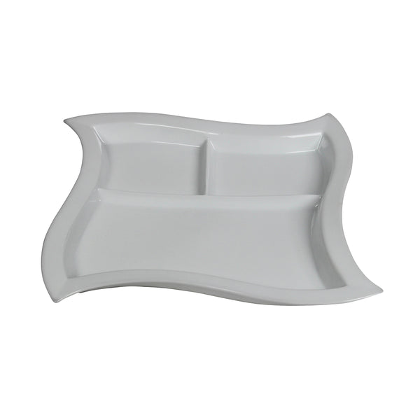 White Porcelain 3 Section Wave Dish IEP