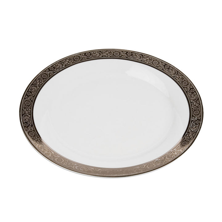 Porcelain- White with Thick Platinum Rim Dinner Plate IEP