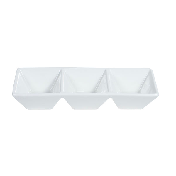 Ultra White 3-Section Divide Dish