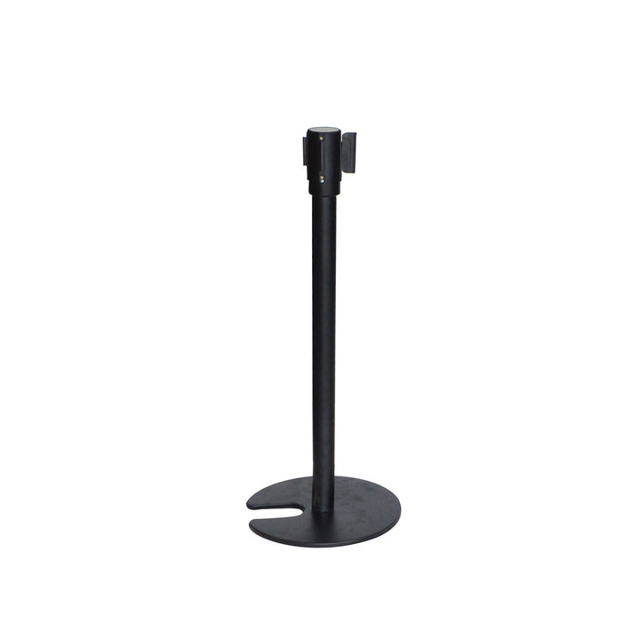 Black Retractable Belt Stanchion- Flat Base- IEP