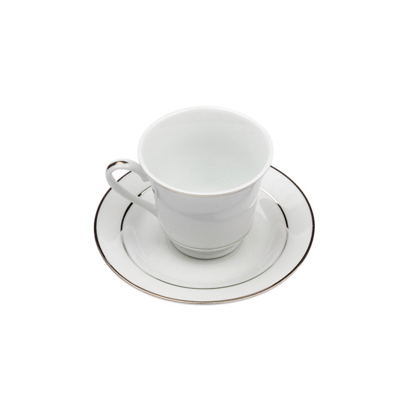 Rim White Short Coffee Cup (or tea) / Saucer